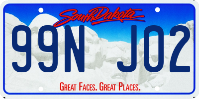 SD license plate 99NJ02