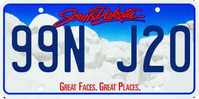 SD license plate 99NJ20