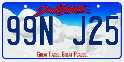 SD license plate 99NJ25