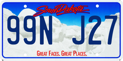 SD license plate 99NJ27