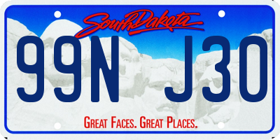 SD license plate 99NJ30