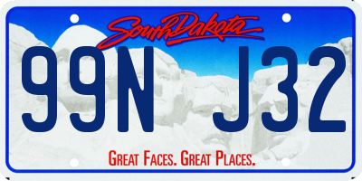 SD license plate 99NJ32