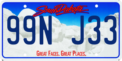 SD license plate 99NJ33