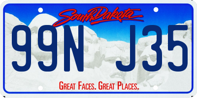 SD license plate 99NJ35