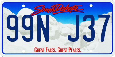 SD license plate 99NJ37