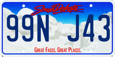 SD license plate 99NJ43