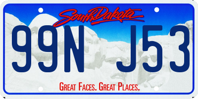 SD license plate 99NJ53