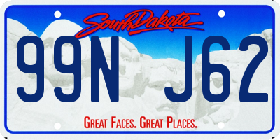 SD license plate 99NJ62