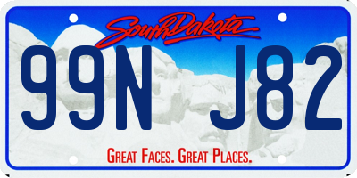 SD license plate 99NJ82