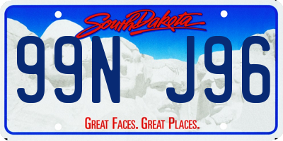 SD license plate 99NJ96