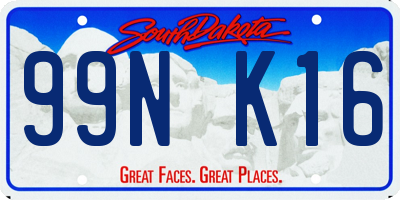 SD license plate 99NK16