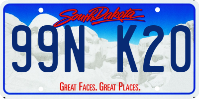 SD license plate 99NK20