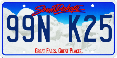 SD license plate 99NK25