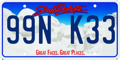 SD license plate 99NK33