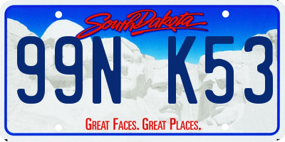 SD license plate 99NK53