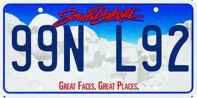SD license plate 99NL92