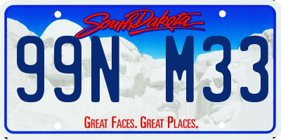 SD license plate 99NM33