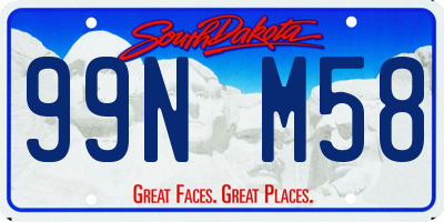 SD license plate 99NM58