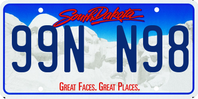 SD license plate 99NN98