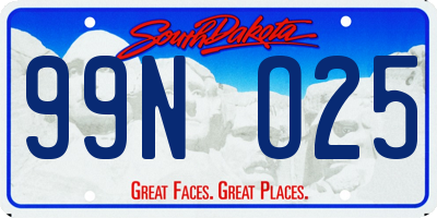 SD license plate 99NO25