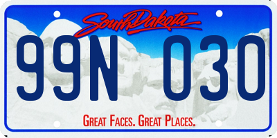 SD license plate 99NO30