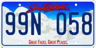 SD license plate 99NO58