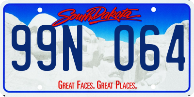 SD license plate 99NO64