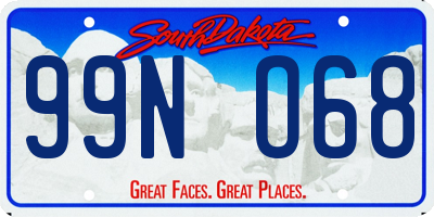SD license plate 99NO68