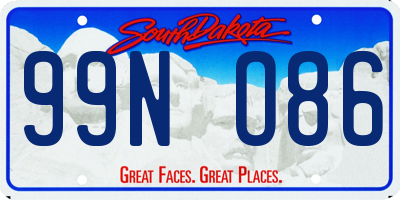 SD license plate 99NO86