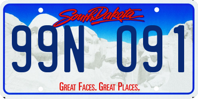 SD license plate 99NO91