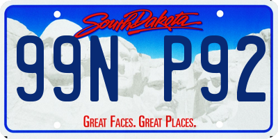 SD license plate 99NP92