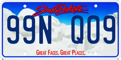 SD license plate 99NQ09
