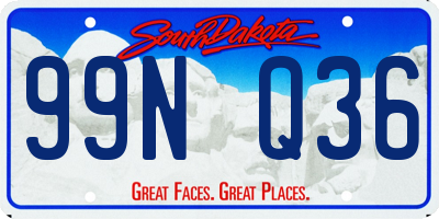 SD license plate 99NQ36
