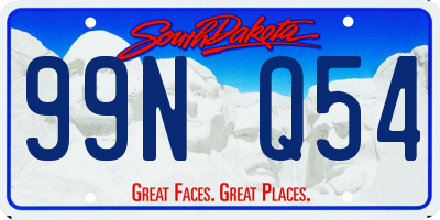 SD license plate 99NQ54
