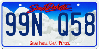 SD license plate 99NQ58