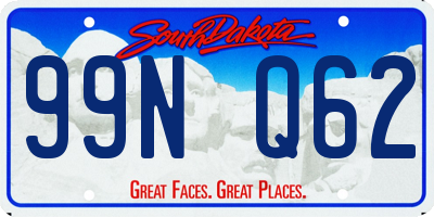 SD license plate 99NQ62