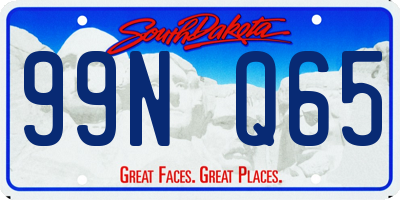 SD license plate 99NQ65