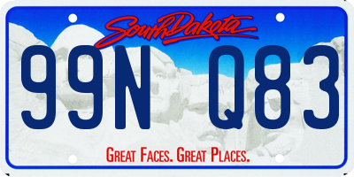 SD license plate 99NQ83