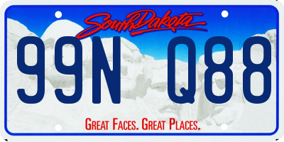 SD license plate 99NQ88