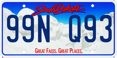 SD license plate 99NQ93
