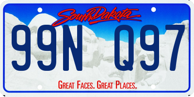 SD license plate 99NQ97