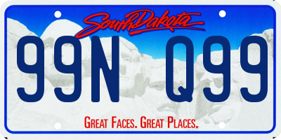 SD license plate 99NQ99
