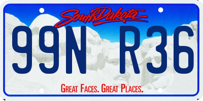 SD license plate 99NR36