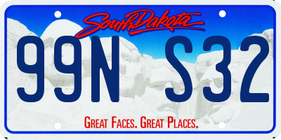 SD license plate 99NS32
