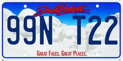 SD license plate 99NT22