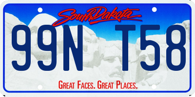 SD license plate 99NT58