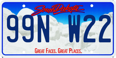 SD license plate 99NW22