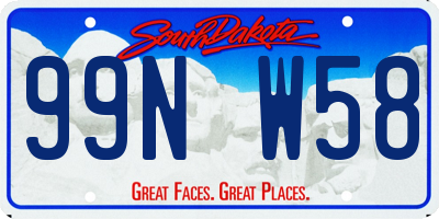 SD license plate 99NW58