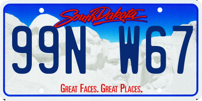 SD license plate 99NW67