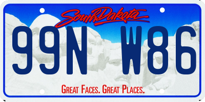 SD license plate 99NW86